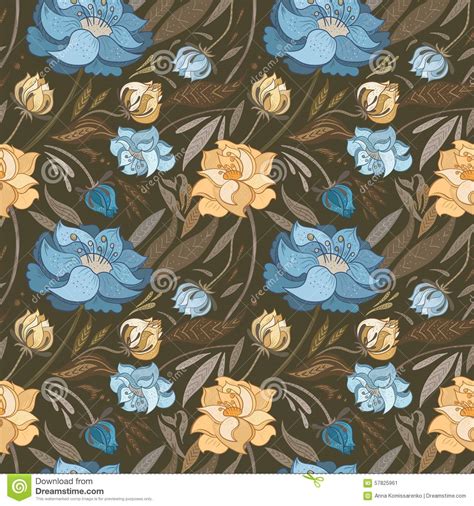 Autumn Brown Vector Floral Pattern Stock Vector ...