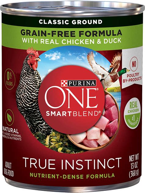 A delightful gravy balances out this wet dog food for added flavor and moisture. Purina ONE SmartBlend True Instinct Adult Canned Wet Dog ...