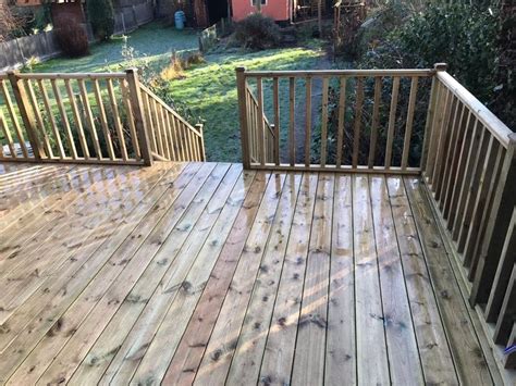 Hemlock is a softwood with a beautiful pale colour and an even texture. Softwood decking with handrails and steps built for a client in East London | Landscape projects ...