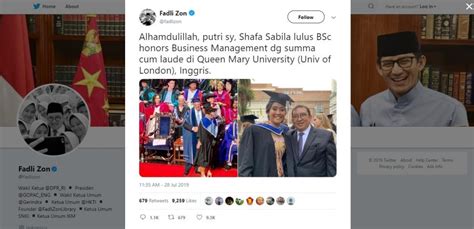 Fadli zon on social media official site: Putri Fadli Zon Raih Cum Laude di London, Begini Komentar ...