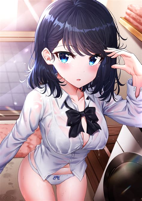 Brown eyes are very common, but which brown eyed anime character is your favorite? Sunhyun, original characters, blue eyes, wet body, blush, big boobs, anime, anime girls, panties ...