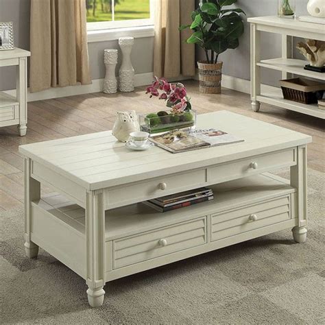 The base measures 37 w x. CM4615WH-C Suzette antique white finish wood coffee table ...