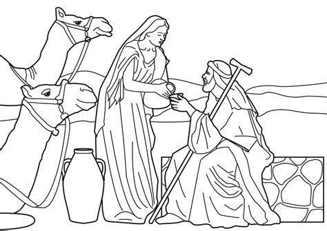 Download and print free woman at the well coloring pages to keep little hands occupied at home; Coloring-Picture-of-Eliezer-and-Rebecca-at-the-well ...