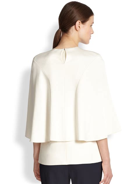 Skimpy white satin blouse on a flawlessly beautiful brunette. Lyst - Derek Lam Satin Cape Blouse in White