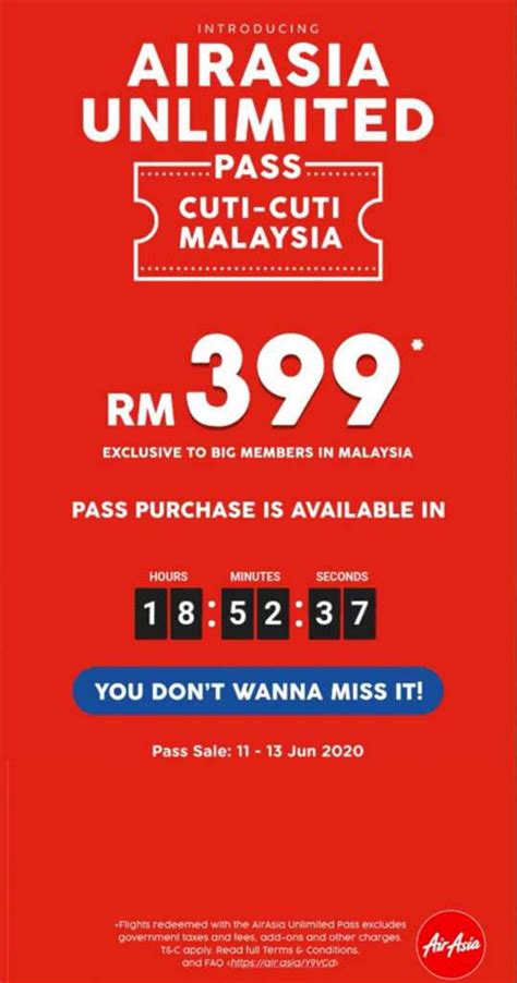 Log in your big member account on airasia unlimited deals. select your purchased unli flight pass, confirm your full. 11-13 Jun 2020: AirAsia Unlimited Pass Promo ...