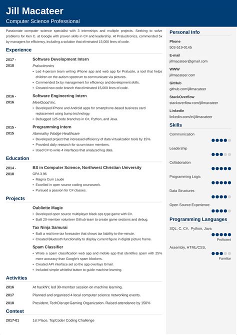 Are your a fresh graduate in computer science? Computer Science Resume Template | louiesportsmouth.com