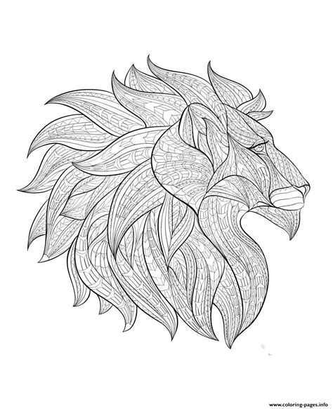 Adult Africa Lion Head Profile Coloring Pages Printable