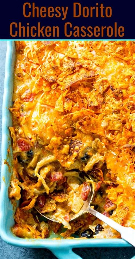 This cheesy dorito casserole is loaded with chicken, nacho cheese doritos, and loads of cheese! Cheesy Dorito Chicken Casserole | Recipe | Dorito chicken ...