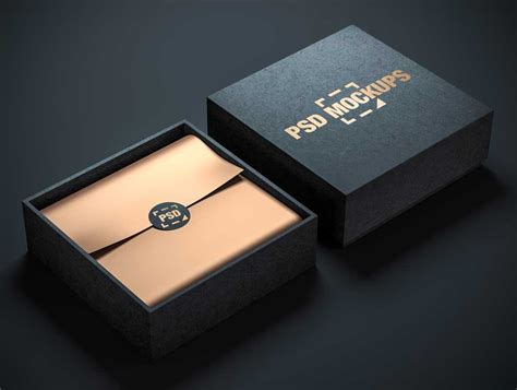 Free psd gift box mockup set. Fabricated Square Jewelry Box Interior & Top Cover PSD ...