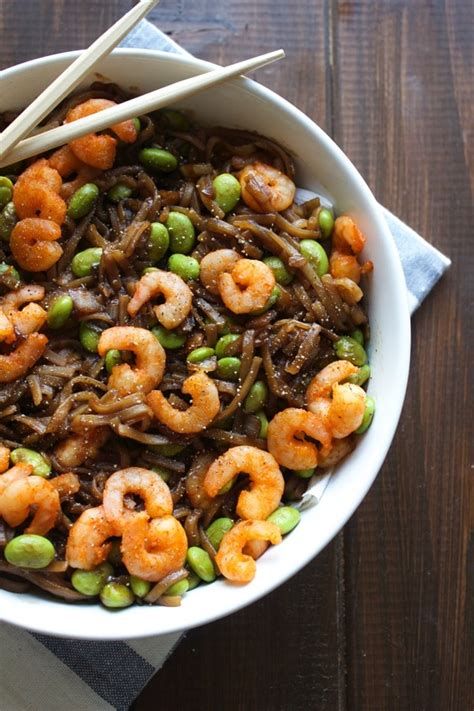 Ditch chinese takeout and never look back. Asian Noodles with Sriracha Shrimp-The Almond Eater