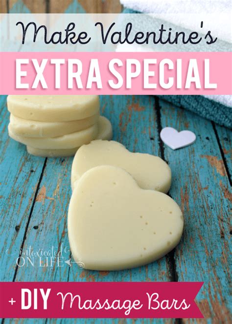 Made using a base of shea and cocoa butters , this lush inspired massage bar recipe also includes massaging adzuki beans and a combination of cinnamon leaf and peppermint essential oils for a warm, tingly sensation that helps to ease and soothe sore muscles. Make Valentine's Extra Special + DIY Massage Bars