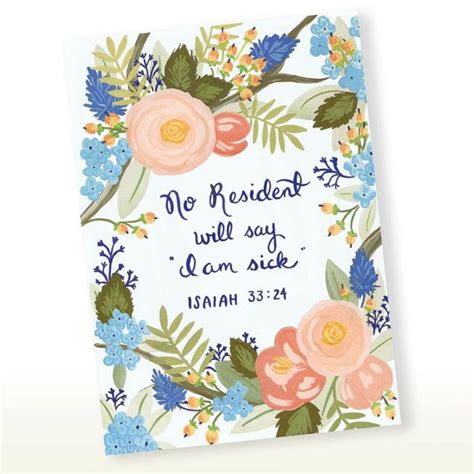 Your mum told me you were sick, so i bought some get well chocolates. Greeting Card - No Resident Will Say I am Sick - Isaiah 33:24 - Scriptural Greeting Card ...