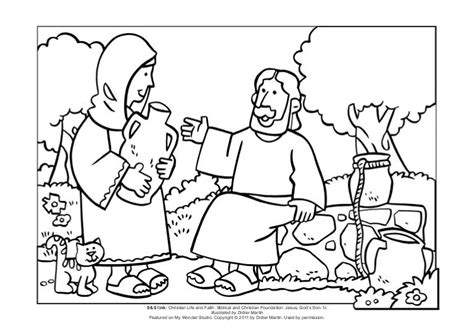 These stories and grayscale coloring pages of 24 women of the bible are suitable for for adults or many of the pages have the story right on the coloring page along with a picture and border privacy settings. Mws l1 coloring page_jesus and the woman at the well ...