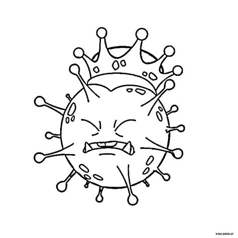 Disegno di corona virus a colori in bianco e nero con. Virus Disegno Bambini : Virus Cartoon Angry Cute Funny ...