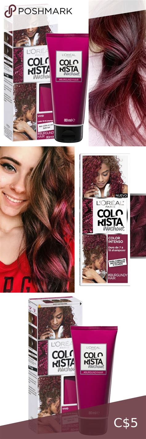 First half of processing time: L'Oréal Colorista wash out hair colour- Burgundy | Hair ...