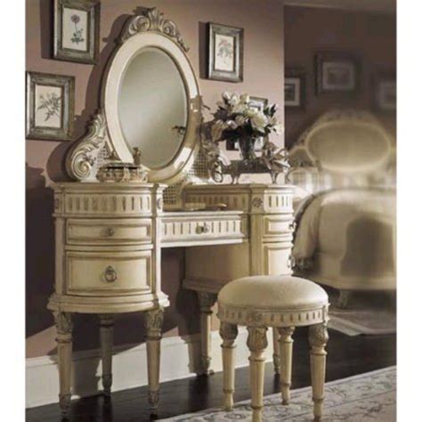 Contemporary cappuccino finish desk & chair vanity set. Bedroom Vanity Sets