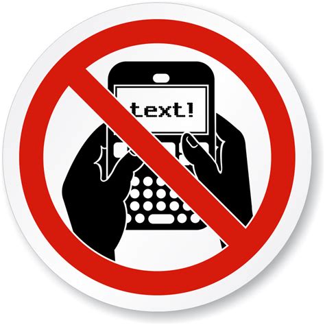 No Texting Symbol Iso Prohibition Circular Sign ...