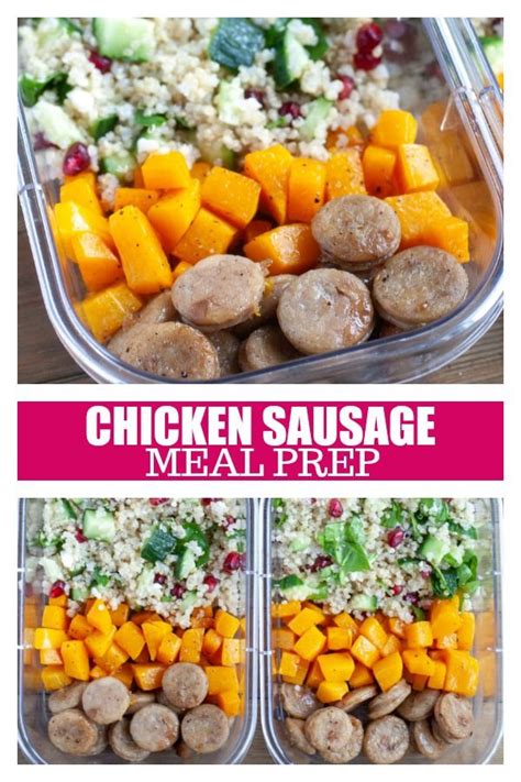 The recipe is shown at the end. Chicken Sausage Meal Prep Bowls- Filled with al fresco ...