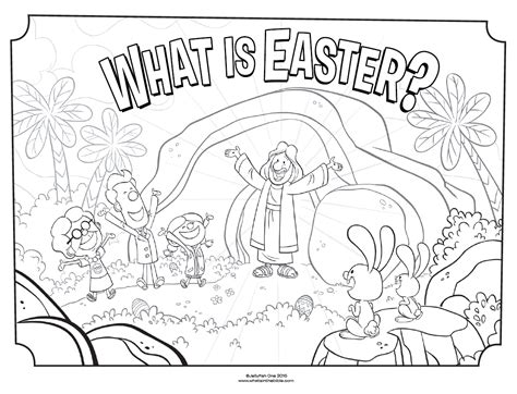 Easter cake, colored eggs, candle, willow. What is Easter Cover Coloring Page - Whats in the Bible
