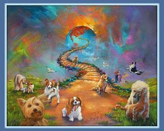 Rainbow with sun, windmills and hot air balloon. Rainbow Bridge All Dogs Go to Heaven Soft Coloring 11x14 | Etsy in 2020 | Rainbow bridge, Cross ...