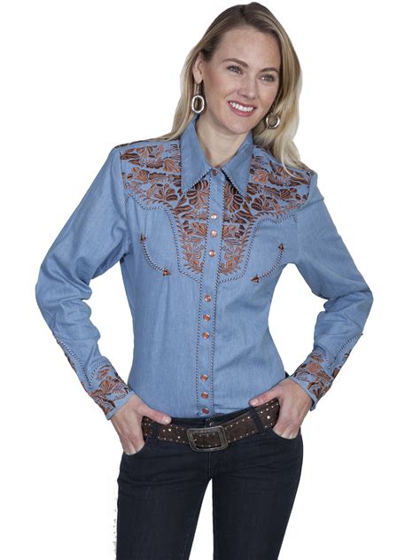 Legends by Scully Womens Western Shirt Blue
