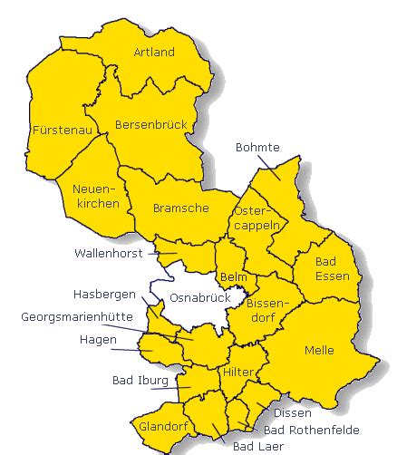 It is one of the four largest cities in lower saxony, and sits in a valley penned between the wiehen hills and the northern tip of the teutoburg forest. Landkreis Osnabrück - GenWiki