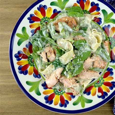 The generous use of heavy whipping cream in the egg mixture produces a fluffy (airy) custard. Salmon Asparagus and Spinach Pappardelle - A Gourmet Food Blog