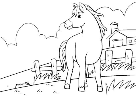 Ausmalbilder pferde horseland coloring pages to and print for free. Pferde Ausmalbilder kostenlos Ein großes Pferd auf einer Farm