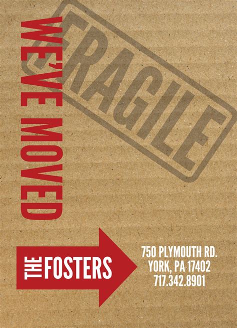 Maybe you would like to learn more about one of these? Moving Announcement Card (Fragile) Moving Box Look. Available for purchase/customization at www ...