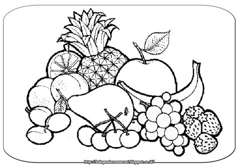 Black and white fruit sketch elements pineapple summertime hand. Gambar Mewarnai: Gambar Mewarnai Buah-buahan