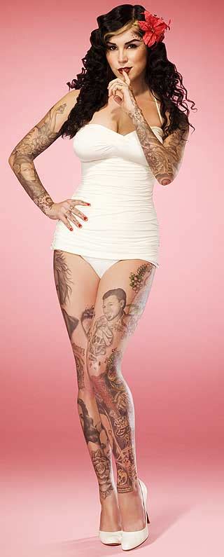 In the tattoo gallery you can browse though our selection of tattoo pictures and free tattoo designs to get some inspiration for your next tattoo. Kat Von D - sexy woman full body tattoo | Tattoos for women