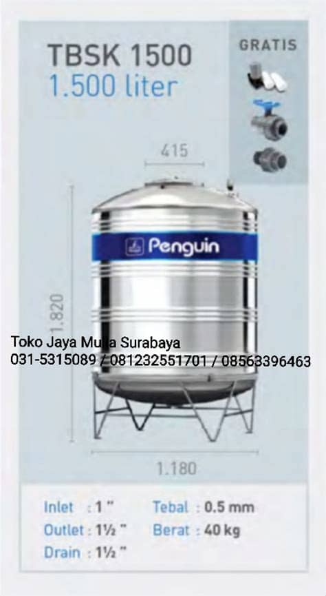 Wa 081 5658 8345, tandon air stainless semarang, tangki air stainless steel semarang, harga tendon air stainless di. Tandon Air Penguin 1500 Liter Stainless Steel ...