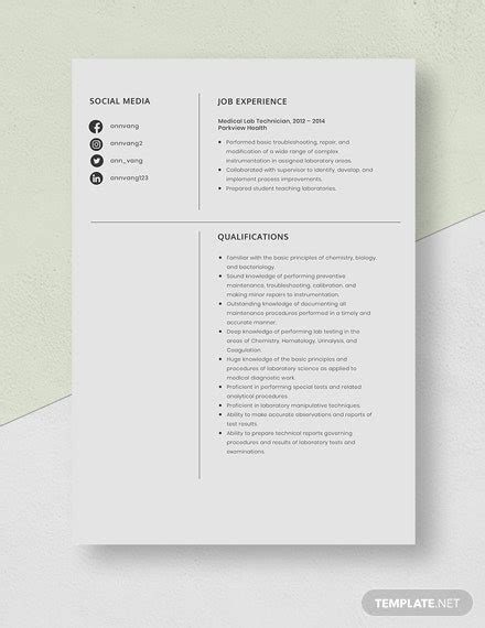 You ought to read more about the template and find out whether you need. Medical Lab Technician Resume Template Free Pages - Word ...