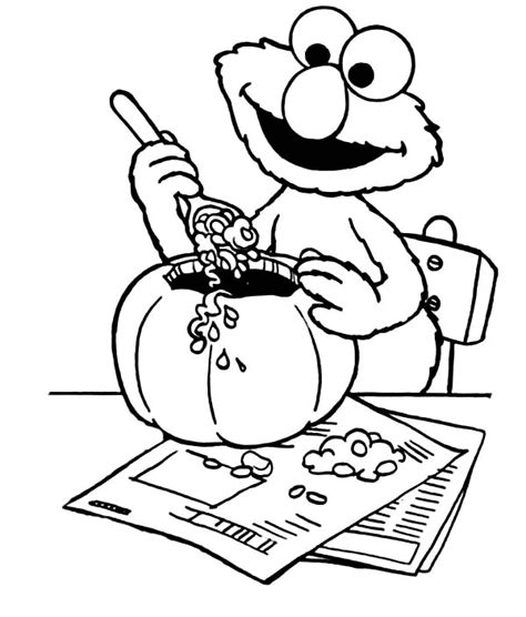 Herry monster is a sesame street monster who doesn't know his own strength. Elmo Make Halloween Pumpkin Coloring Page - NetArt ...