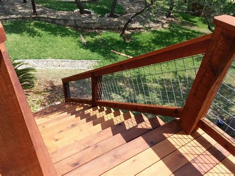 As soon as we installed it, we hated it, so it was never painted or stained. Hog Panel Handrail and Cedar Balcony Built by Jean and ...