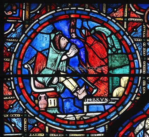 Chartres cathedral is a rib vault and cathedral that was built from 1020 until 1240. Zodiac and labours of the months stained glass window ...