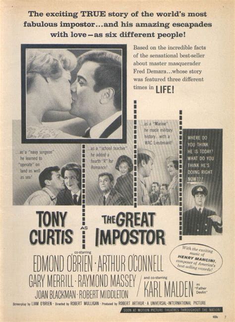 A bit thin on factual deliver at the end. Tony Curtis in The Great Impostor 1961 | Story of the ...