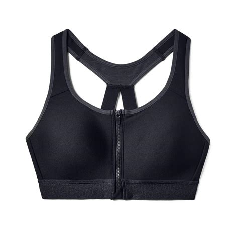 Syrokan front zip sports bra padded high support workout bra. Under Armour Synthetic High Zip Sports Bra in Black - Lyst