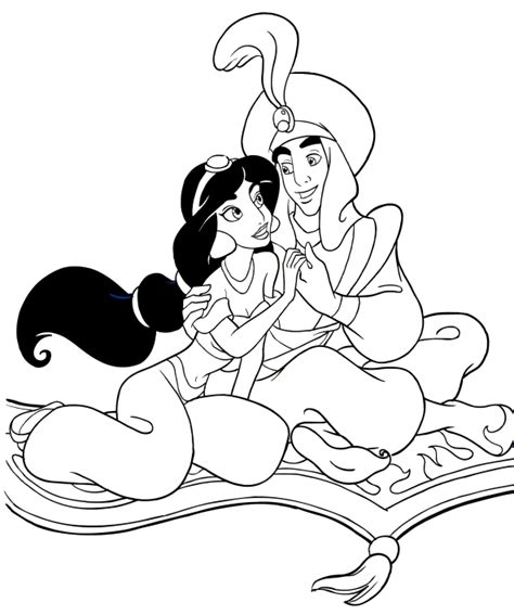 Our visitors likes aladdin cartoons too and printed it many times. Aladdin and Jasmine in the magic carpet coloring pages