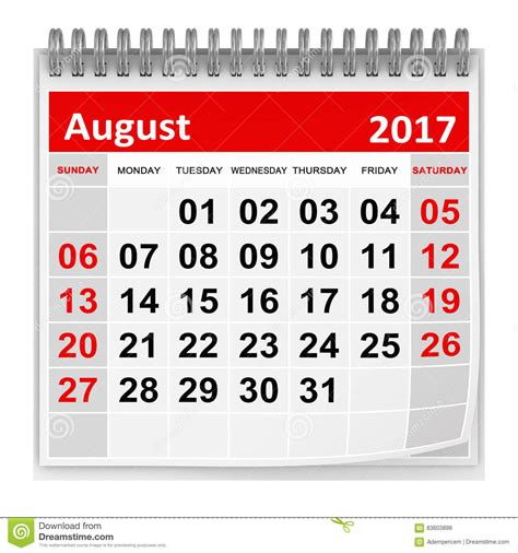 0%0% found this document useful, mark this document as useful. Kalender - August 2017 stock abbildung. Illustration von ...