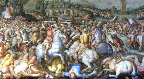 «la battaglia di cascina (1364) vidic painting su tela cm 39 x 54 anno. Il Salone dei Cinquecento | Firenze Notizie