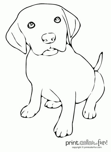 Dog and puppy coloring pages. Cute puppy coloring page - Print. Color. Fun!