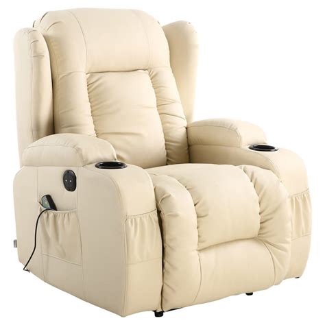 Panana electric recliner chair faux leather armchair massage heated gaming adjutable reclining chair single padded seat recliner leather single sofa for living room office lounge recliner cream £219.99 £ 219. Caesar Leather Electric Recliner Armchair in Cream ...