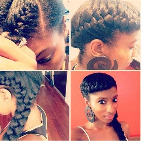 Since the red is included in the braid from the top all the way to the back, these braids are unique and just a bit different than some other ones that have colored tips. goddess french braid | Hair styles, Natural hair styles ...