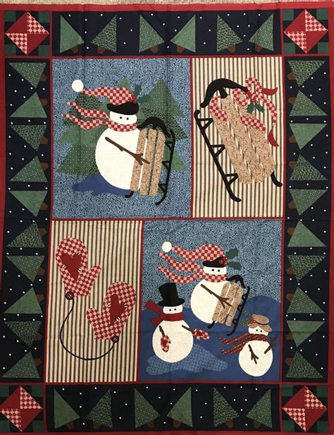 Shop fabric to unleash your creative side. Snowman quilt panel snowman fabric panel wall hanging ...