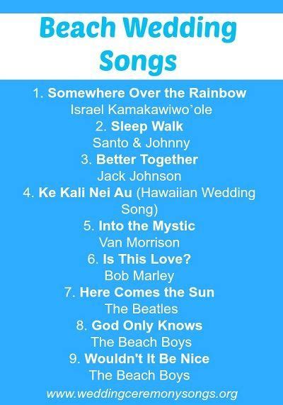 The warmth of the sun, sandy beaches & waimea bay, catch a wave. Beach Wedding Songs | Best wedding songs, Wedding songs ...