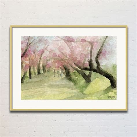 You are joining the waiting list for: Central Park Cherry Blossoms Painting Wall Art | Cherry blossom painting, Beautiful landscape ...