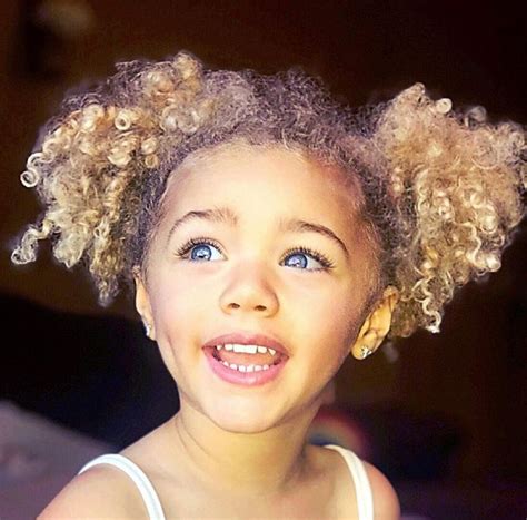 Curly hairstyle for little black girls. Blonde curly hair dimples pure family