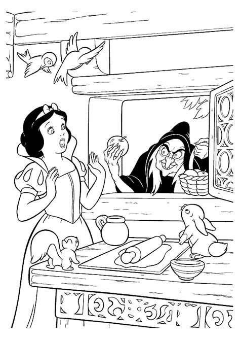 Easy and free to print snow white coloring pages for children. Snow white | Witch coloring pages, Disney coloring pages