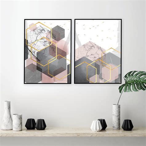 Studio oliver gustav is an art, furniture and design studio in copenhagen. Set of 2 printable blush pink grey gold geometric art ...
